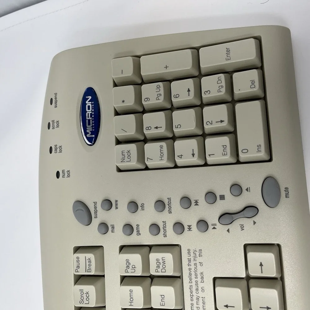 Micron NMB RT9258TW PS/2 Wired Vintage Beige Keyboard – Tested, Made in Thailand